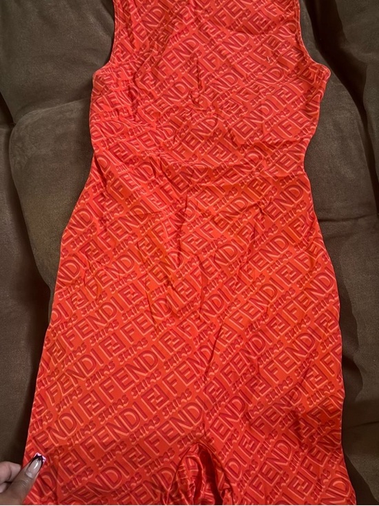 Fendi Pants - Skims Fendi Red Logo-Embossed Sleeveless Dress